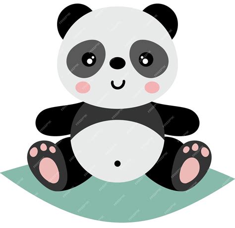 Lindo Panda Sentado Aislado En Blanco Vector Premium