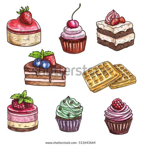 Chocolate cake cheesecake mousse dessert, chocolate fruit png. Desserts Sketch Isolated Vector Cakes Fruits Stock Vector ...