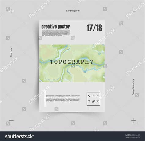Abstract Vector Topographical Green Map Cover Design A4 Poster A4