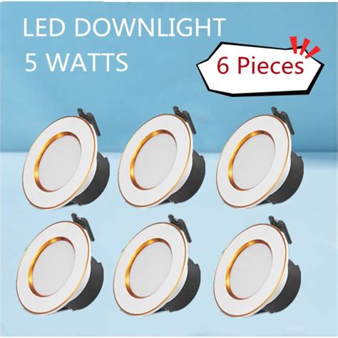 6 Pieces Led Downlight Recessed Pin Lights Panel Ceiling Light 3 Color Temperature 3 Years