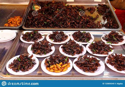 Fried Crickets On Thai Street Stock Image Image Of Market Food