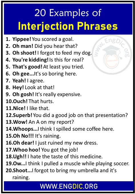 20 Examples Of Interjection Phrases Engdic