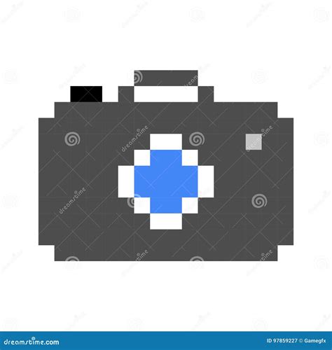 Photo Camera Pixel Art Cartoon Retro Game Style Stock Vector