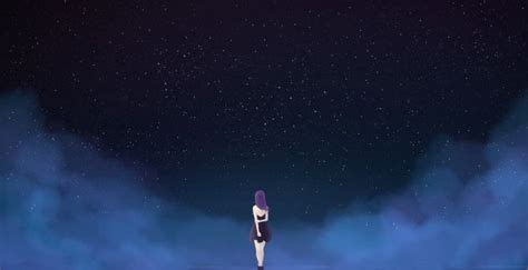 Desktop Wallpaper Starry Sky Fantasy Anime Girl Minimal Night Hd