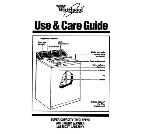 Whirlpool Washerdryer La9320xy User Guide