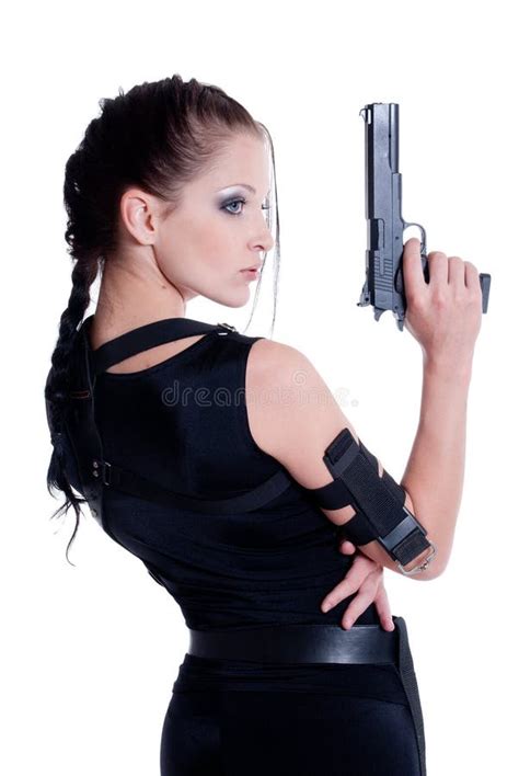 пушка девушки стоковое изображение изображение насчитывающей кавказско 17439839