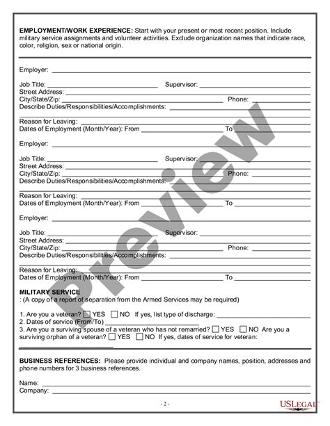 Arizona Employment Application For Ceo Us Legal Forms