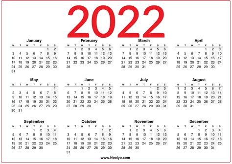 Uk 2022 Calendars Printable Horizontal Calendars Printable