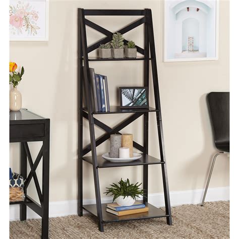 Simple Living Black Wood X Back 4 Tier Ladder Shelf En 2019 Products