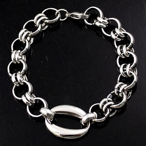 21cm 19mm Silver Link Chains Punk Hip Hop Style Bracelets For Men Women