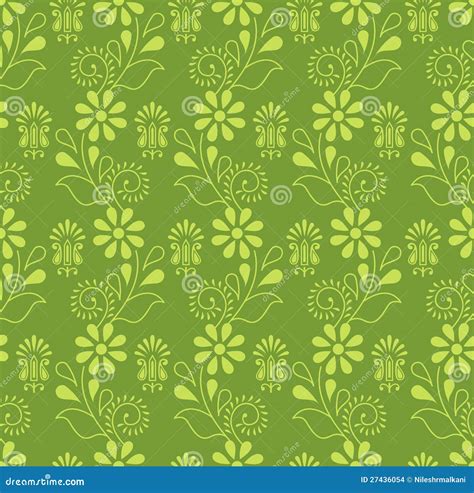 Seamless Green Damask Pattern Stock Vector Illustration Of Rococo