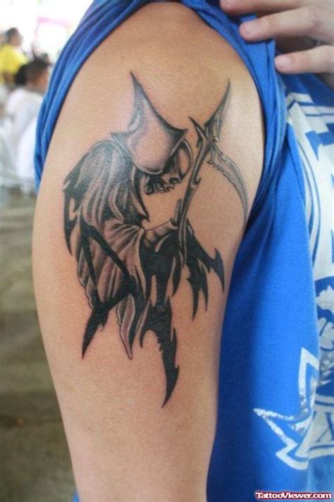 Black Ink Tribal Grim Reaper Tattoo Design