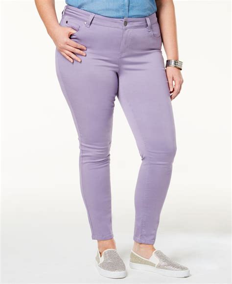 Celebrity Pink Trendy Plus Size Jayden Colored Skinny Jeans In Purple