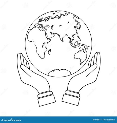 Hands Holding A Globe Simple Design Stock Vector Illustration Of
