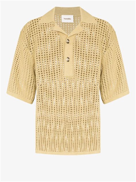 Nanushka Dorian Knitted Polo Shirt Browns