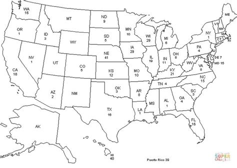 american states map coloring page  printable coloring pages  map printable united