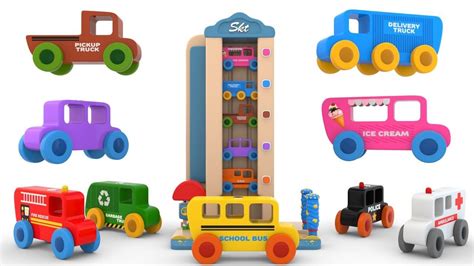 Learn Colors With Multi Level Parking Toy Street Vehicles Toy Cars