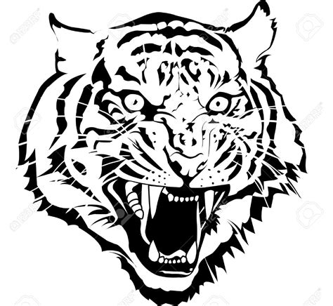 Tiger Face Clip Art Black And White Clipart Panda Free Clipart Images