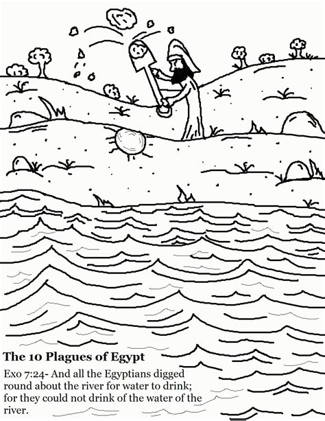 Coloring Plagues Egypt Pages Frogs Plague Ten Frog Moses Pharaoh Place