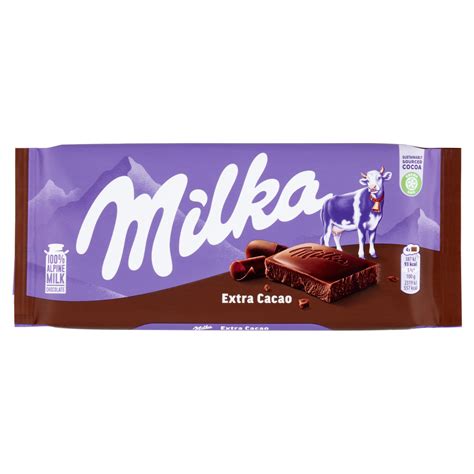 Milka Extra Cacao Tavoletta Di Cioccolato Al Latte 100 Alpino Con Extra Cacao 100g Carrefour