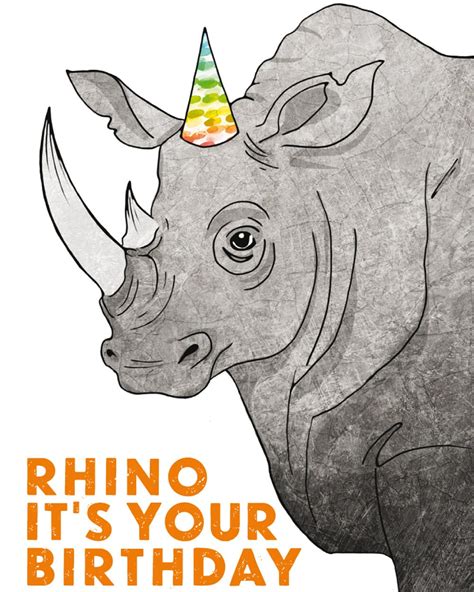 Punny Birthday Card Rhino Its Your Birthday Card Kids Etsy