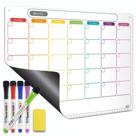 Dry Erase Calendar Set Magnetic Calendar For Refrigerator Horizontal