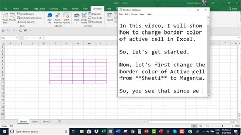 Change Border Color Of Active Cell In Excel Youtube