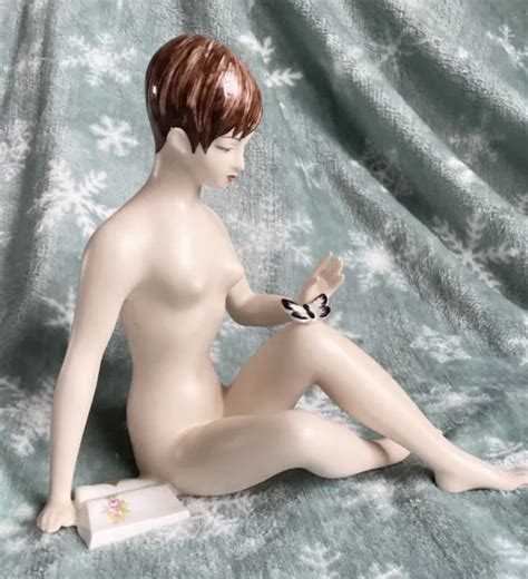 Royal Dux Porcelain Figurine Nude Naked Girl Woman Figure Butterfly My Xxx Hot Girl