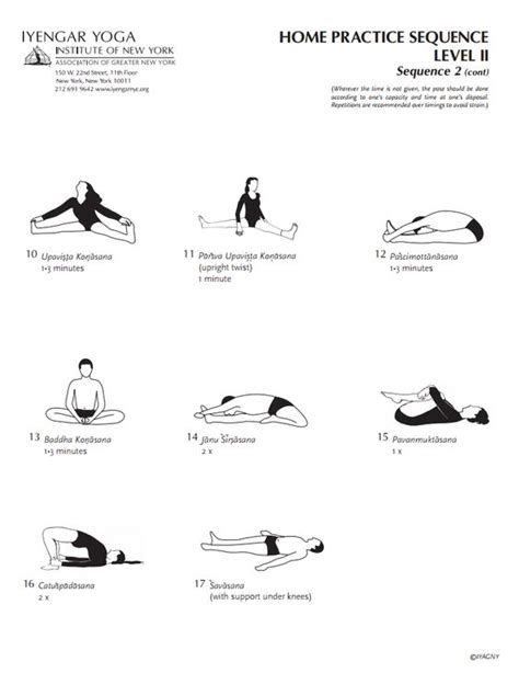 Iyengar Yoga Institute Of New York Home Practice Sequence Level Sequence Cont Yoga