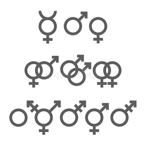 Asexuality Or Intersex Transgender Genderqueer Symbol Set Wireframe