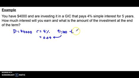 Simple Interest Example Solution Youtube