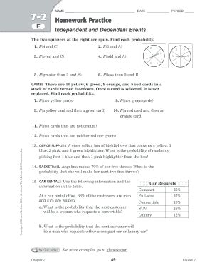 Lesson 5 Homework Practice Independent And Dependent Events - Fill