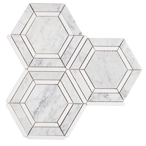 Buy Diflart Carrara Italian White Cerrara Marble Hexagon Mosaic Tile 5