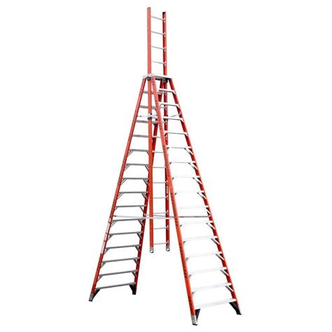 Werner 16 Ft Fiberglass Twin Step Ladder With 300 Lb Load Capacity