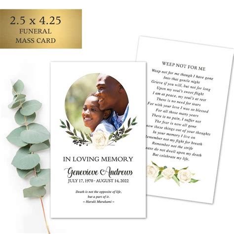 Funeral Remembrance Mass Cards With Photo For A Memorial Keepsake