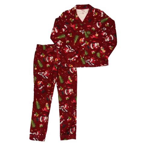 Wondershop Womens Red Flannel Santa Claus Christmas Holiday Pajamas