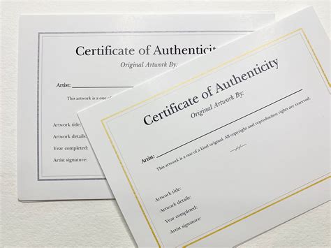 Custom Certificate Of Authenticity Template Diy Editable