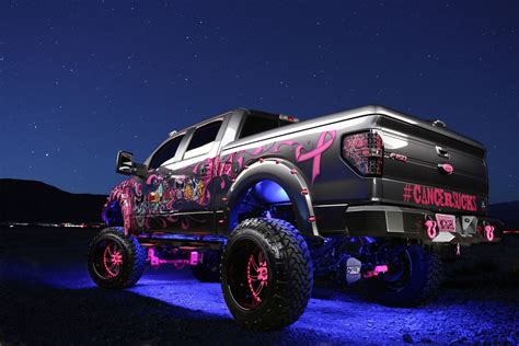 Lifted Ford Trucks With Stacks Pink