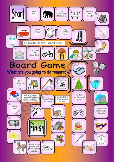 Board Game What Are You Going To Do Tomorrow Esl Worksheet By Philipr