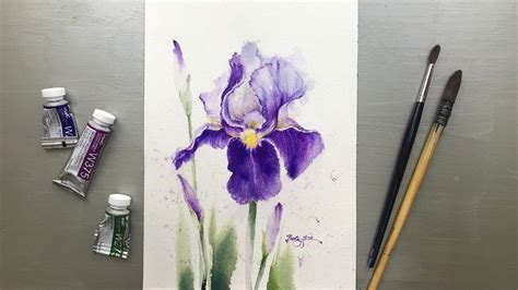 Watercolor Painting Purple Iris Tutorial Step By Step YouTube