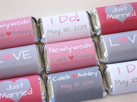 Personalized Candy Wrappers Printable Wedding Favors Pink And Gray