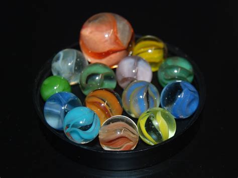 14 Vintage Cats Eye Marbles Dt Marblemary