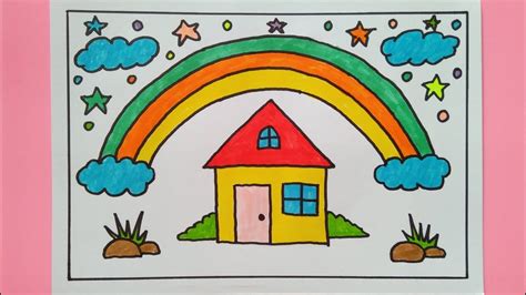Children love rainbows, and they'll be rewarded with their own rainbow once they've completed this fun rainbow maths facts colouring page. How to draw rainbow for kids - coloring house - YouTube
