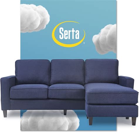Serta Harmon Reversible Sectional Sofa Pillow Back Cushions Navy Blue