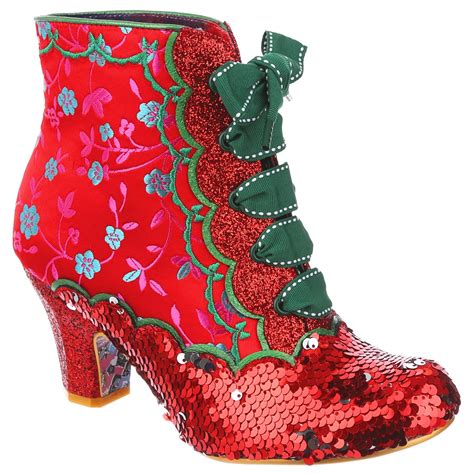 irregular choice womens chinese whispers heeled ankle boot red the foot factory