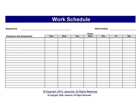 Blank Monthly Employee Schedule Template