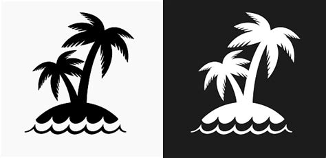 Please to search on seekpng.com. Palm Tree Island Icon On Black And White Vector ...