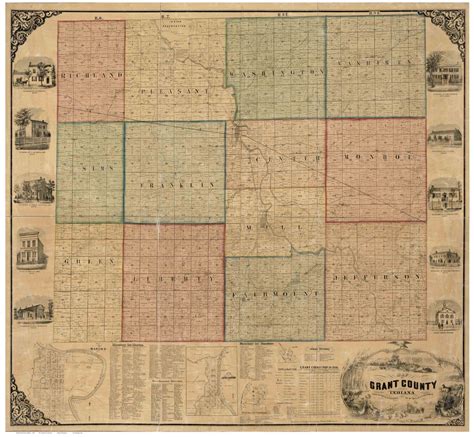 Grant County Indiana 1861 Old Wall Map Reprint With Etsy Grant