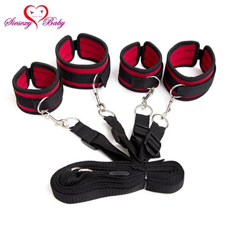 Adjustable Furry Fetish Under Bed Restraint Kit With HandCuffs And