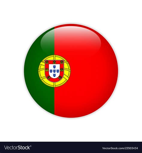 Portugal Flag Circle Portugal Button Flag Vector Template Design